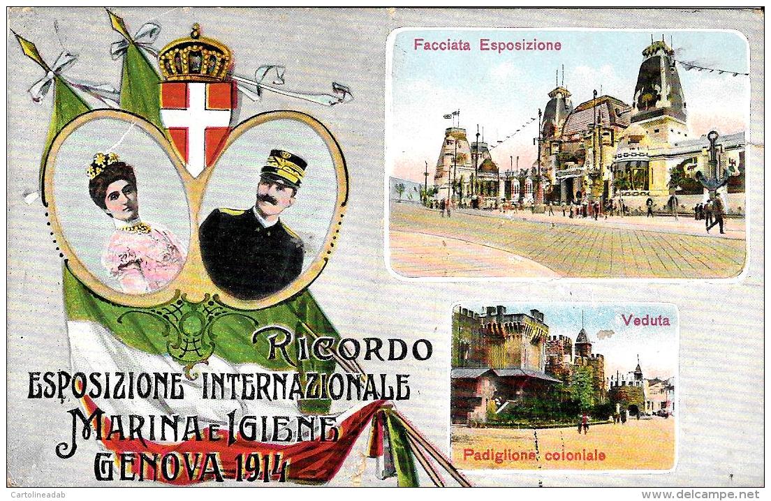 [DC11869] CPA - ESPOSIZIONE INTERNAZIONALE MARINA E IGIENE GENOVA 1914 - RARISSIMA - Viaggiata 1915 - Old Postcard - Esposizioni