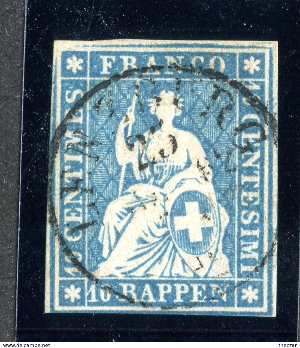 W6681  Swiss 1858  Scott #37(o) SCV $28. 4 Margins CDS - Offers Welcome - Oblitérés