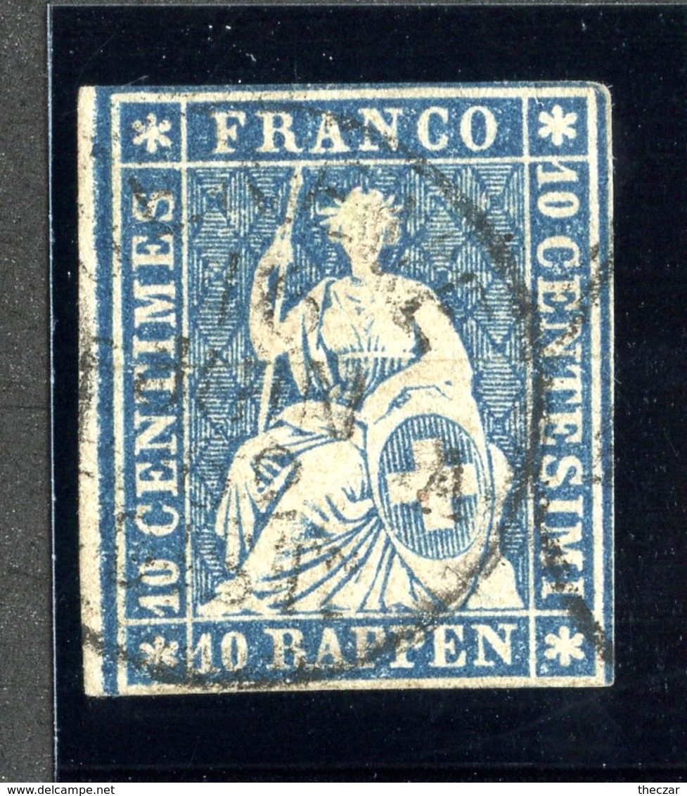 W6691  Swiss 1858  Scott #37(o) SCV $28. 3 Margins  CDS - Offers Welcome - Used Stamps