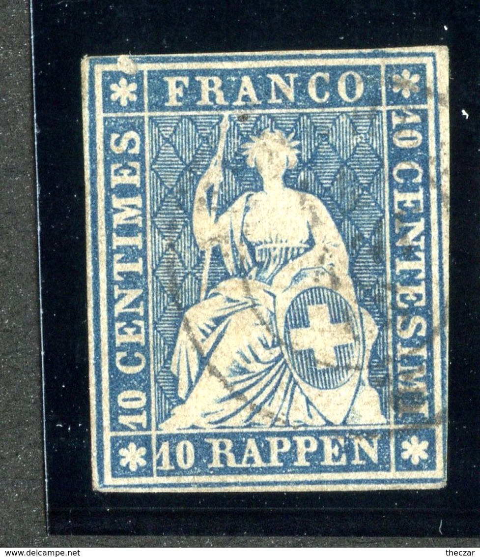 W6695  Swiss 1858  Scott #37(o) SCV $28. 4 Margins  CDS - Offers Welcome - Oblitérés