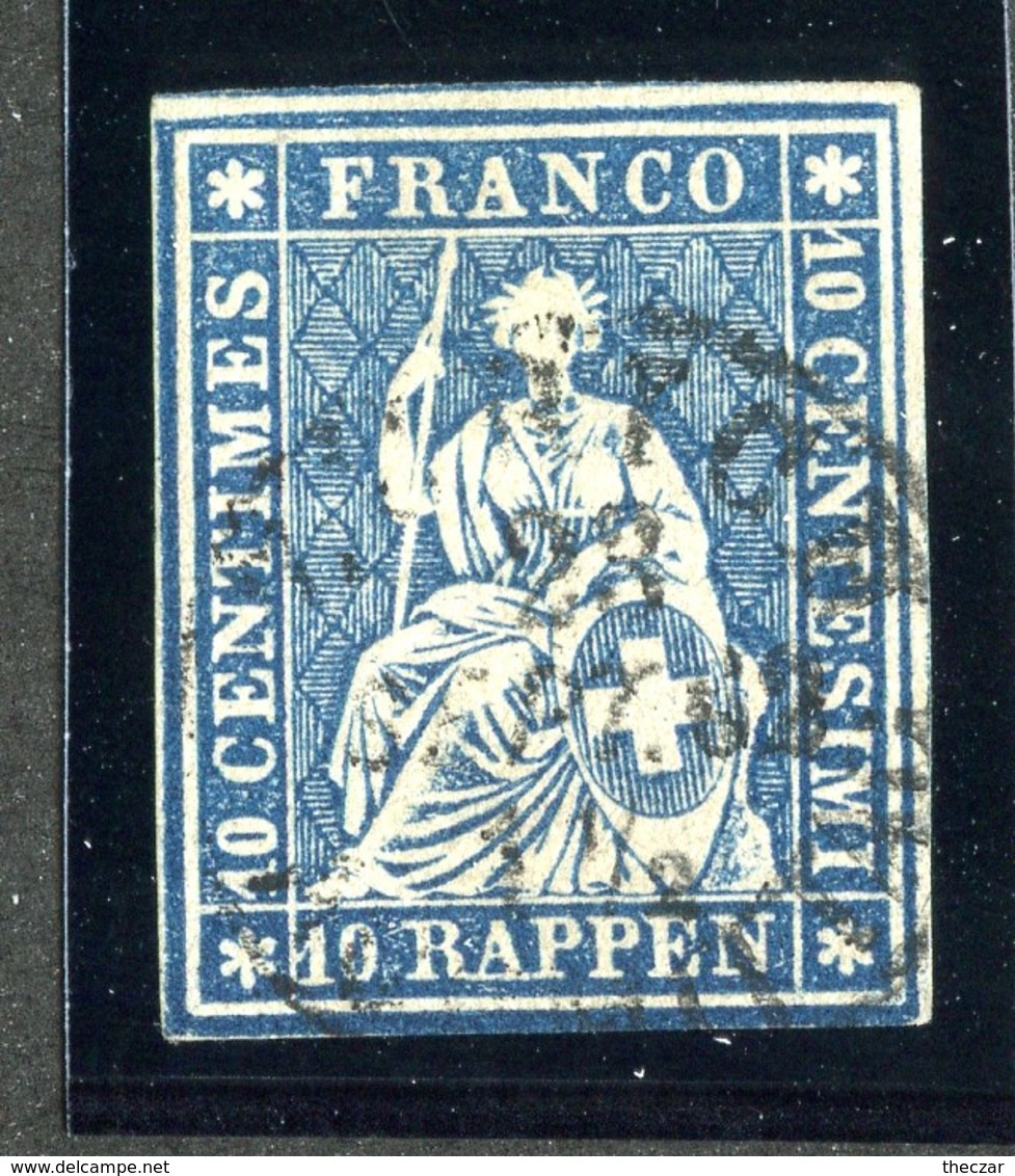 W6703  Swiss 1858  Scott #37(o) SCV $28.  4 Margins  CDS - Offers Welcome - Oblitérés