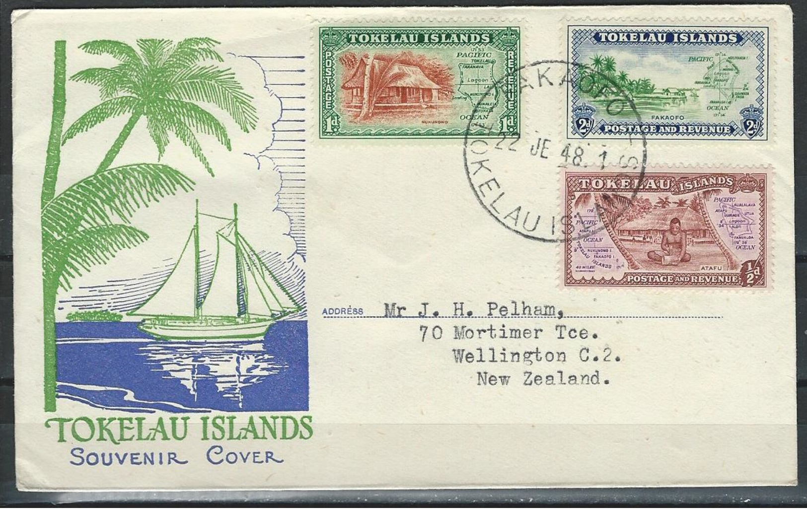 Tokelau. Scott # 1-3 FDC. Maps & Scenes 1948 - Tokelau