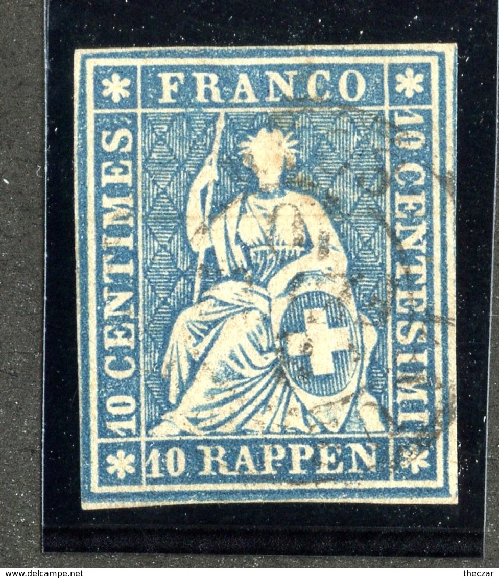 W6714  Swiss 1858  Scott #37(o) SCV $28.  4 Margins  CDS - Offers Welcome - Oblitérés