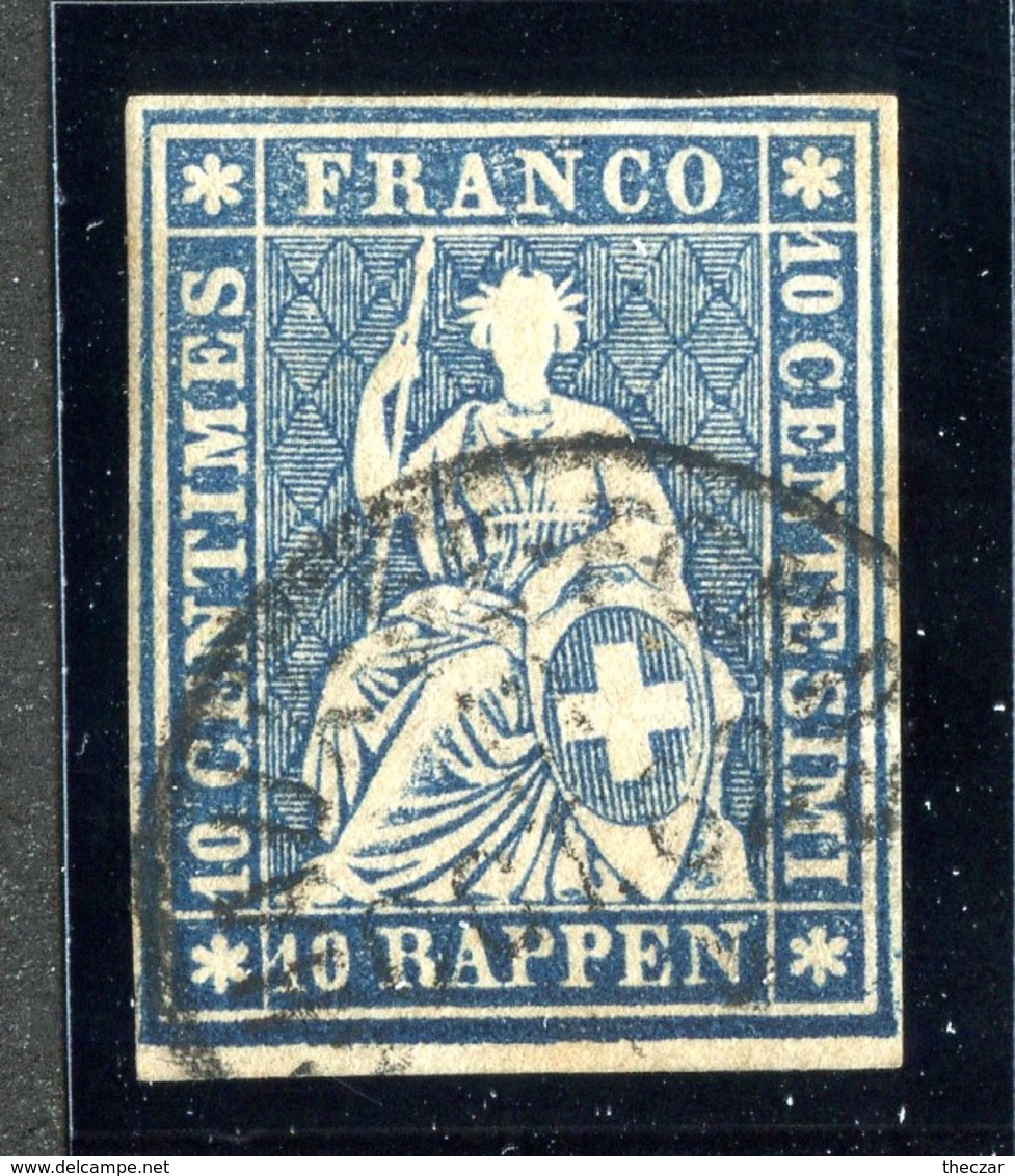 W6719  Swiss 1858  Scott #37(o) SCV $28.  4 Margins  CDS - Offers Welcome - Oblitérés