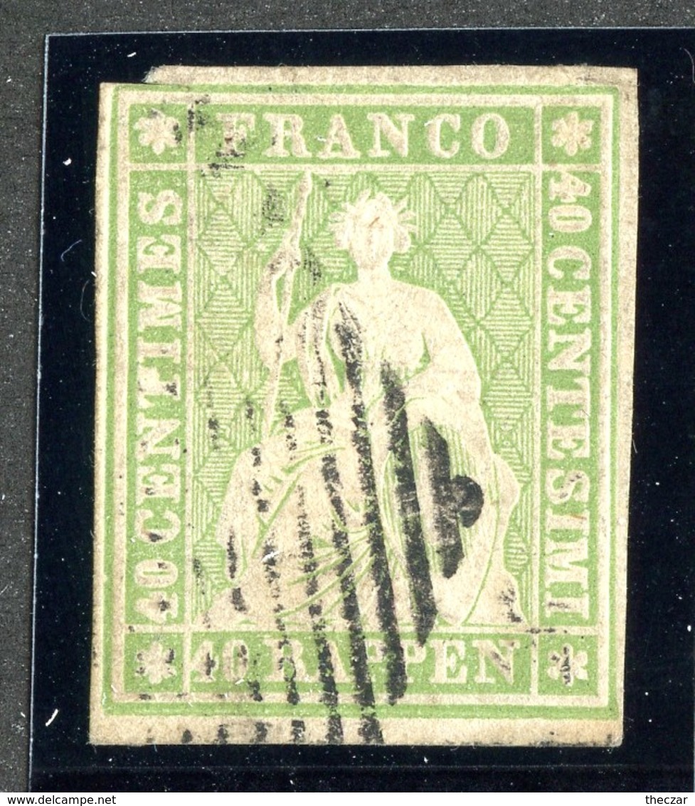 W6726  Swiss 1855-57  Scott #29(o) SCV $110.  4 Margins  CDS - Offers Welcome - Used Stamps