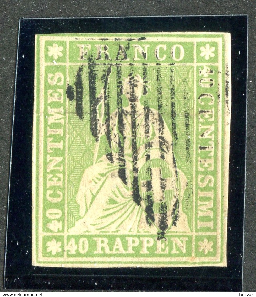 W6727  Swiss 1855-57  Scott #29(o) SCV $110.  4 Margins  CDS - Offers Welcome - Oblitérés