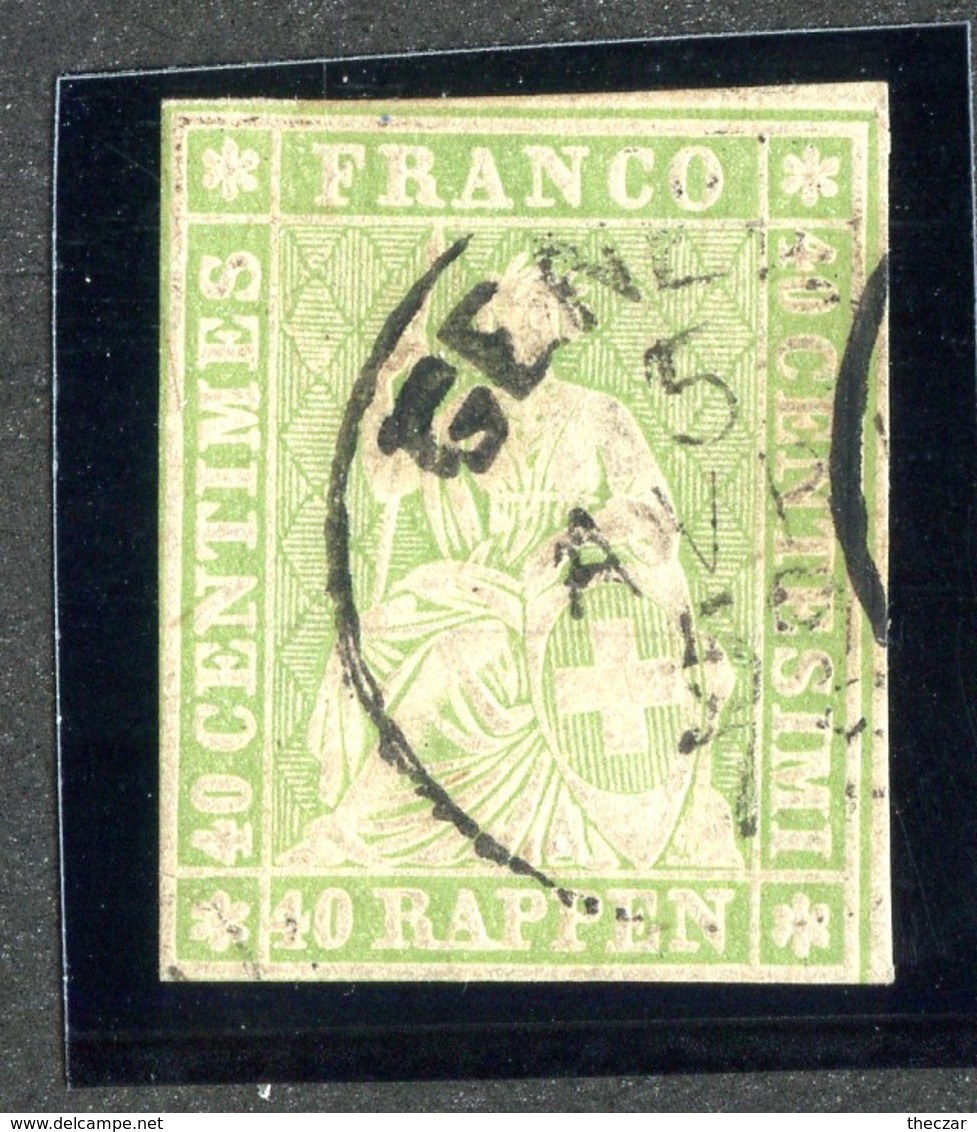 W6728  Swiss 1855-57  Scott #29(o) SCV $110.  2 1/2 Margins  CDS - Offers Welcome - Used Stamps