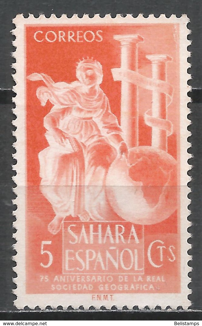 Spanish Sahara 1953. Scott #65 Allegorical Figure And Globe * - Sahara Espagnol