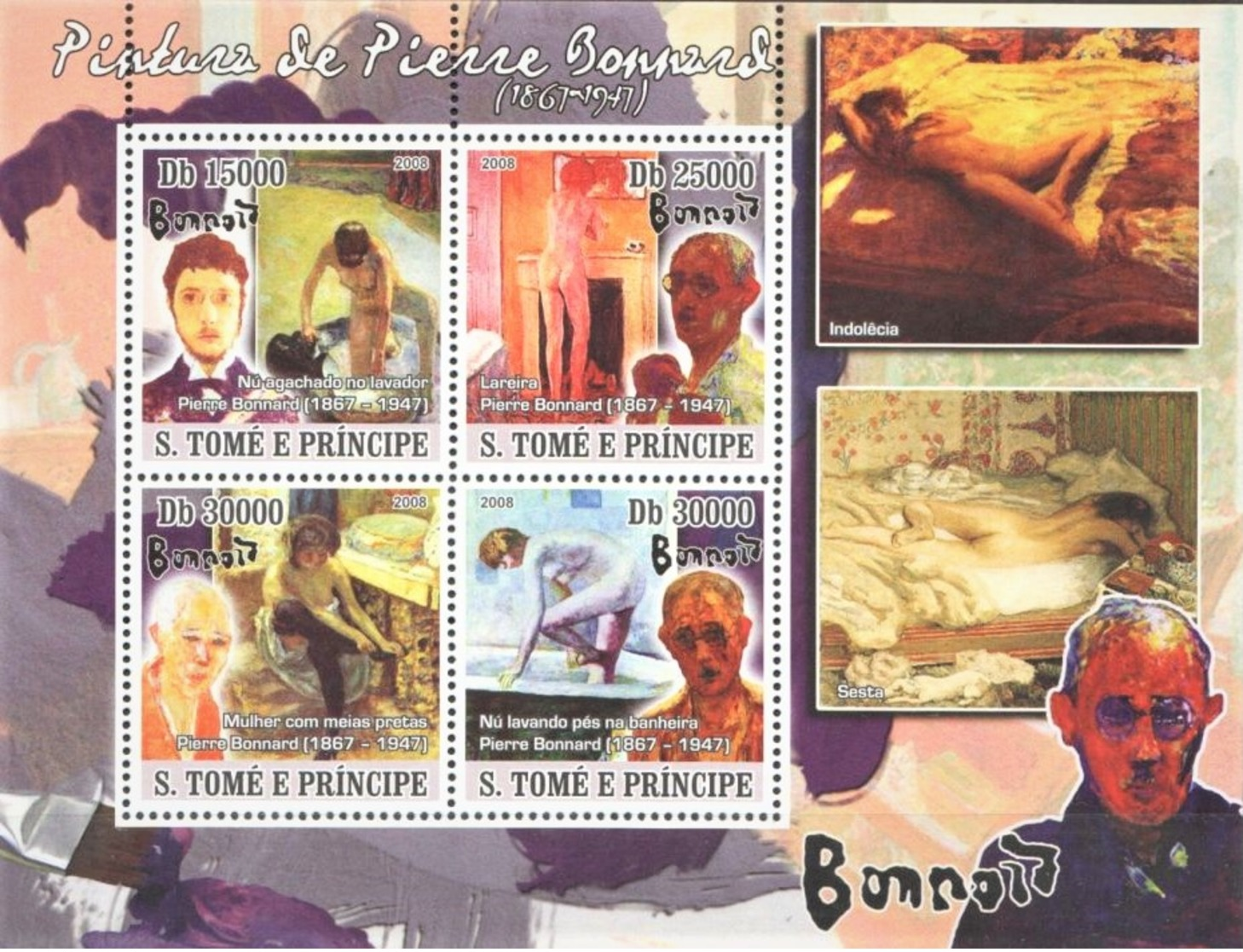 SAO TOME & PRINCIPE 2008. ART. PAINTING NUDES. BONNARD.  SHEET. . MNH. - Otros & Sin Clasificación