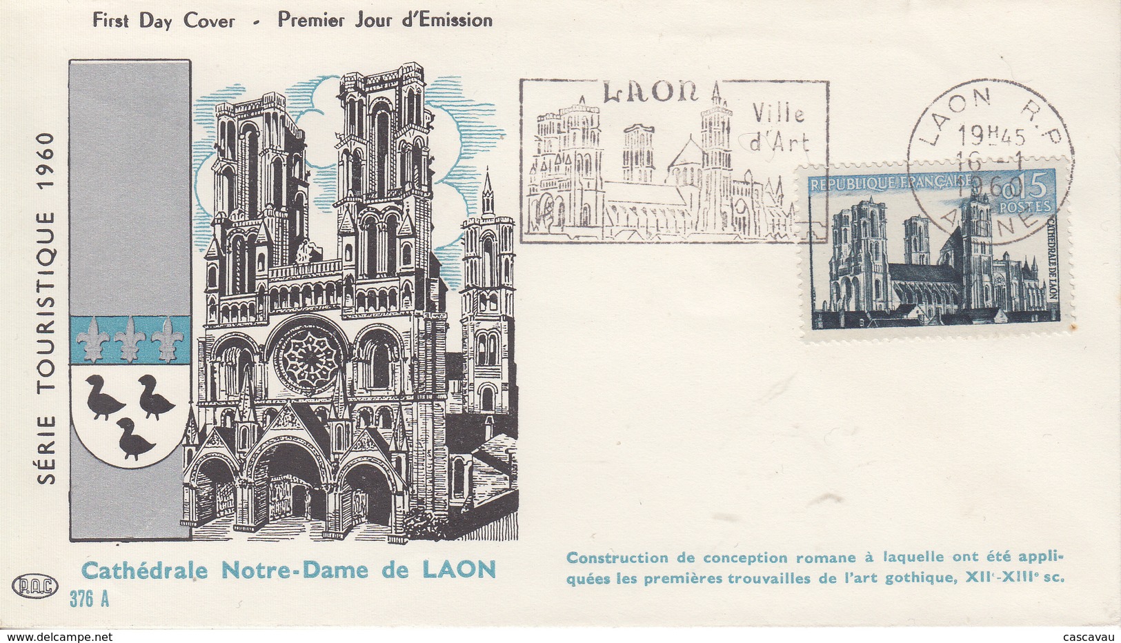 Enveloppe  FDC  Flamme  1er  Jour   FRANCE   Cathédrale  De  LAON   1960 - 1960-1969