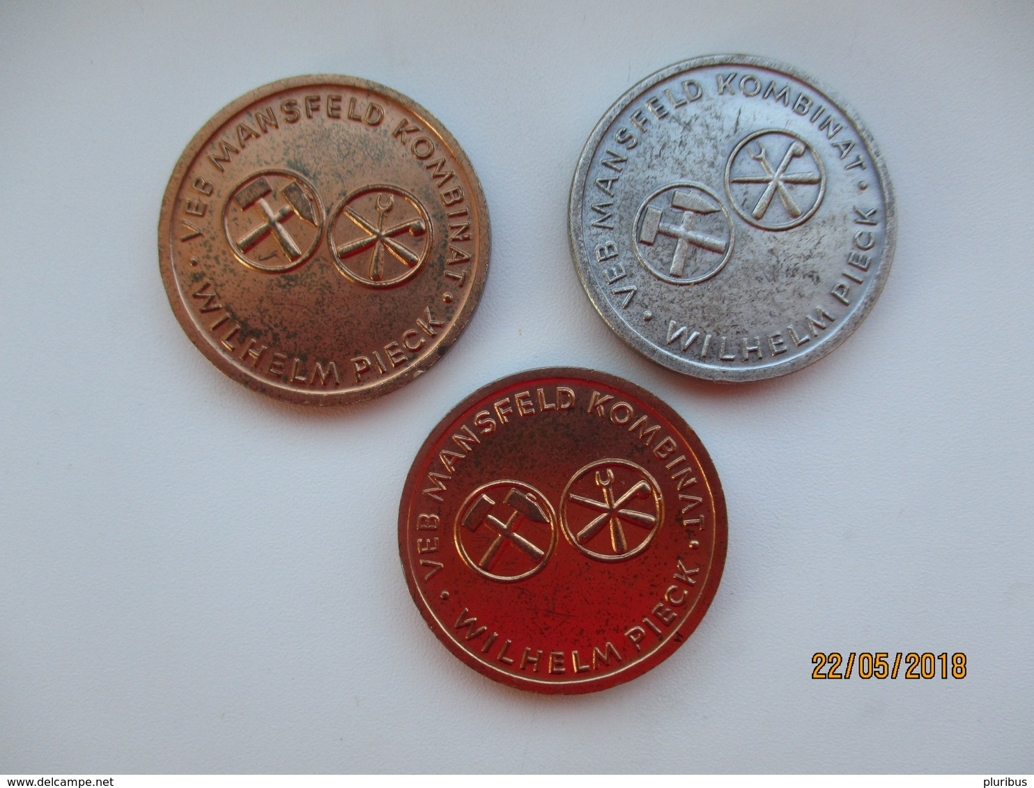 GERMANY DDR SET OF THREE MEDALS MINING , VEB MANSFELD KOMBINAT WILHELM PIECK ,o - Professionals/Firms