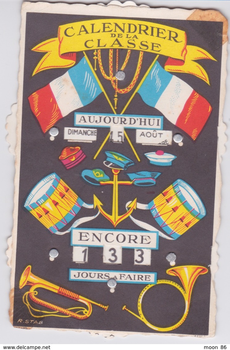 MILITARIA - CARTE CALENDRIER DE LA CLASSE - 4 ROULETTES A MANOEUVRER POUR DECOMPTER LES JOURS - PERE CENT PERCENT - Petit Format : 1961-70