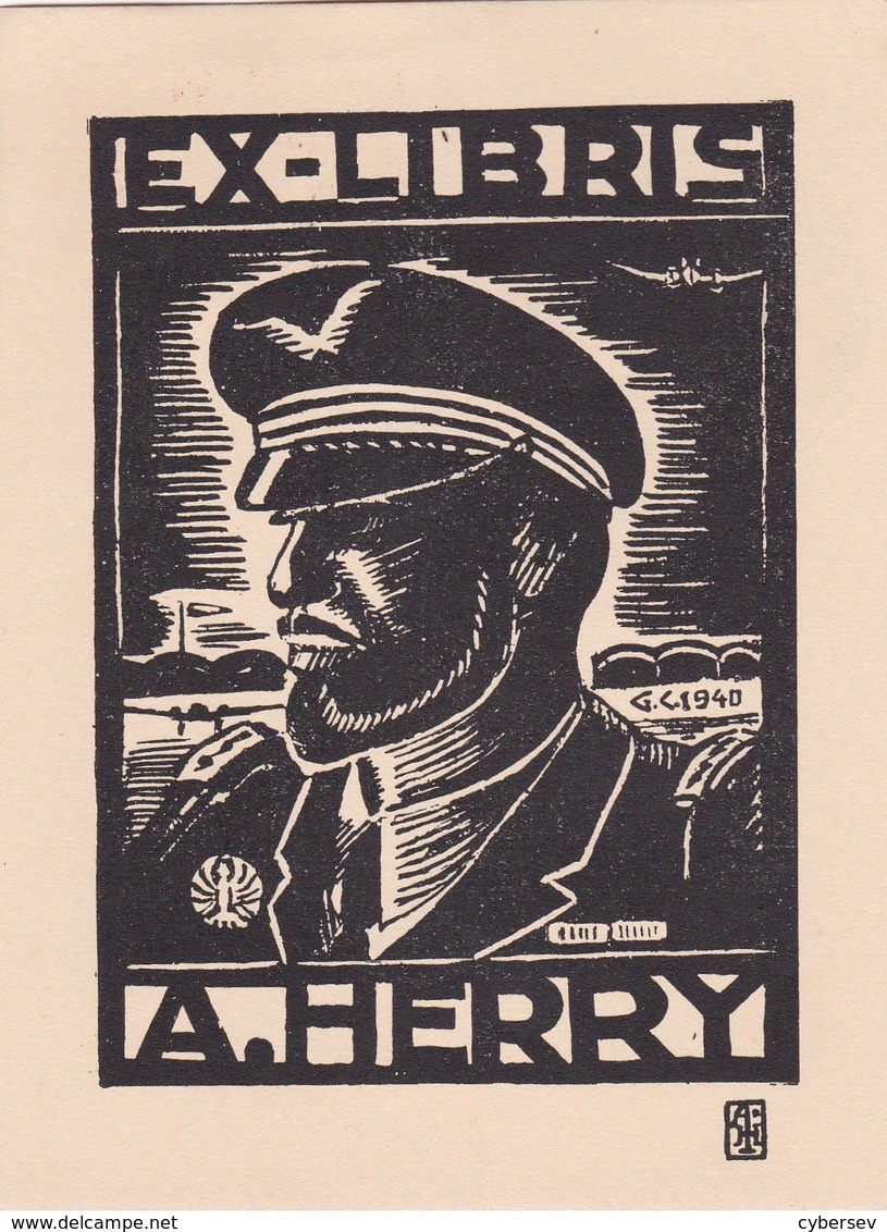 EX-LIBRIS - A. HERRY - Aviateur 1940 - Timbres Et Cachets Au Dos - RARE - 2 Scannes - Exlibris