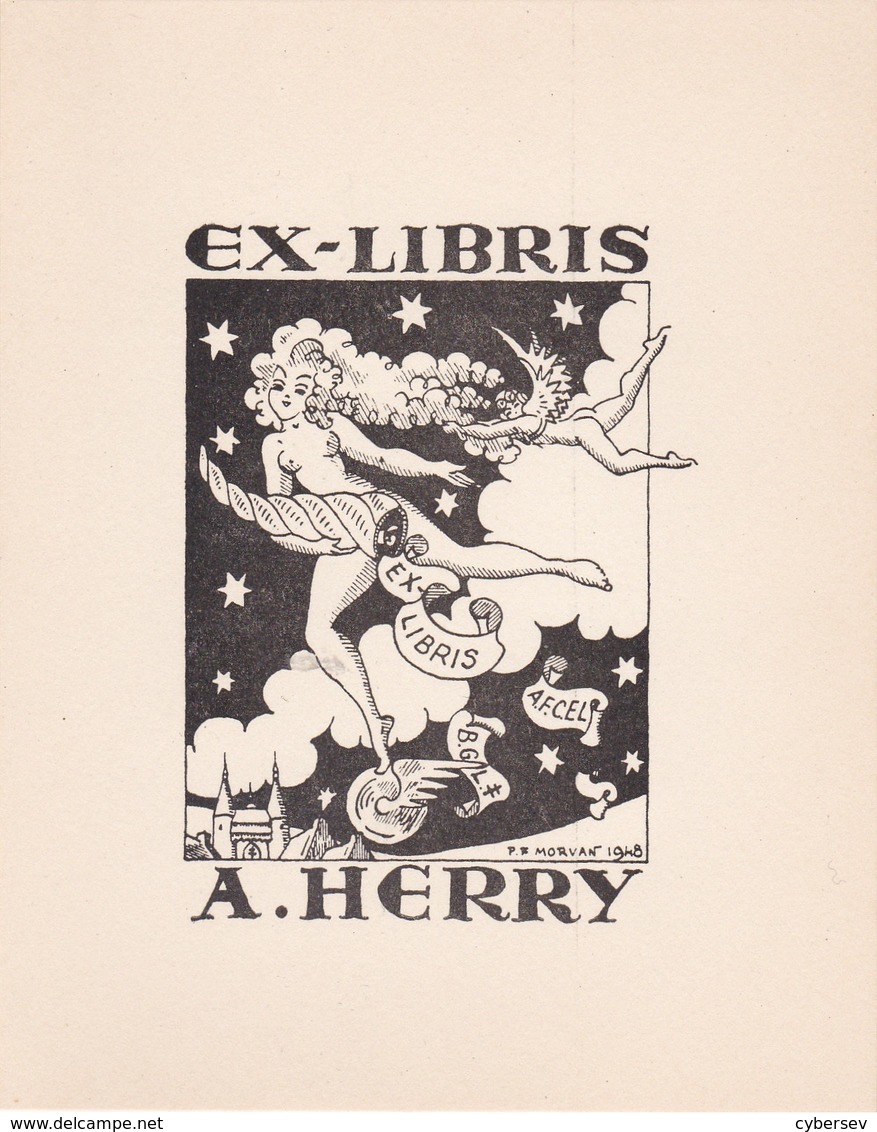 EX-LIBRIS EROTIQUE - A. HERRY  - PF Morvan 1948 - Ex-libris