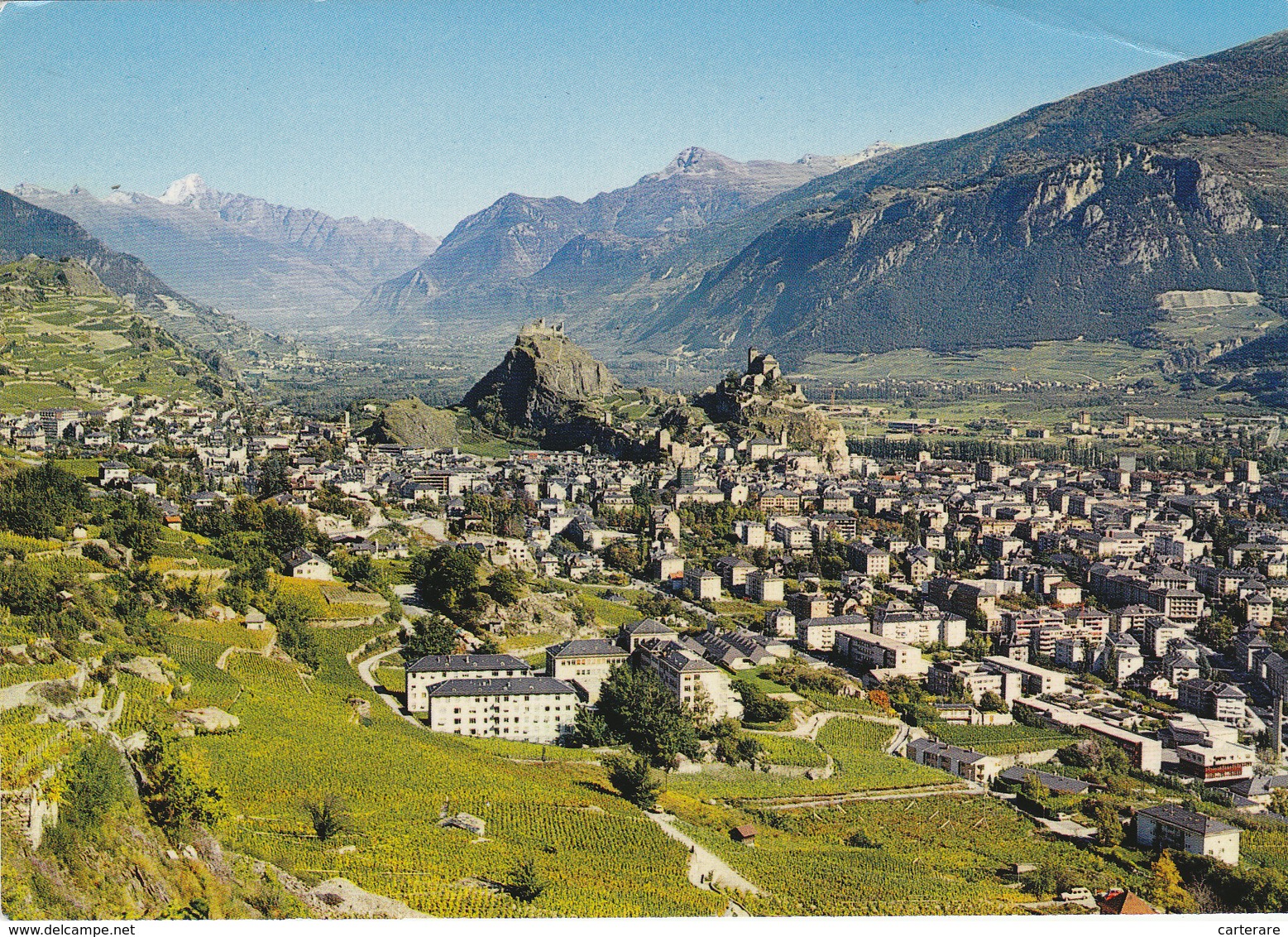 SUISSE,HELVETIA,SWISS,SWITZERLAND,SCWEIZ,SVIZZERA, VALAIS,SION,TOURBILLON,VALERE,VUE AERIENNE - Sion