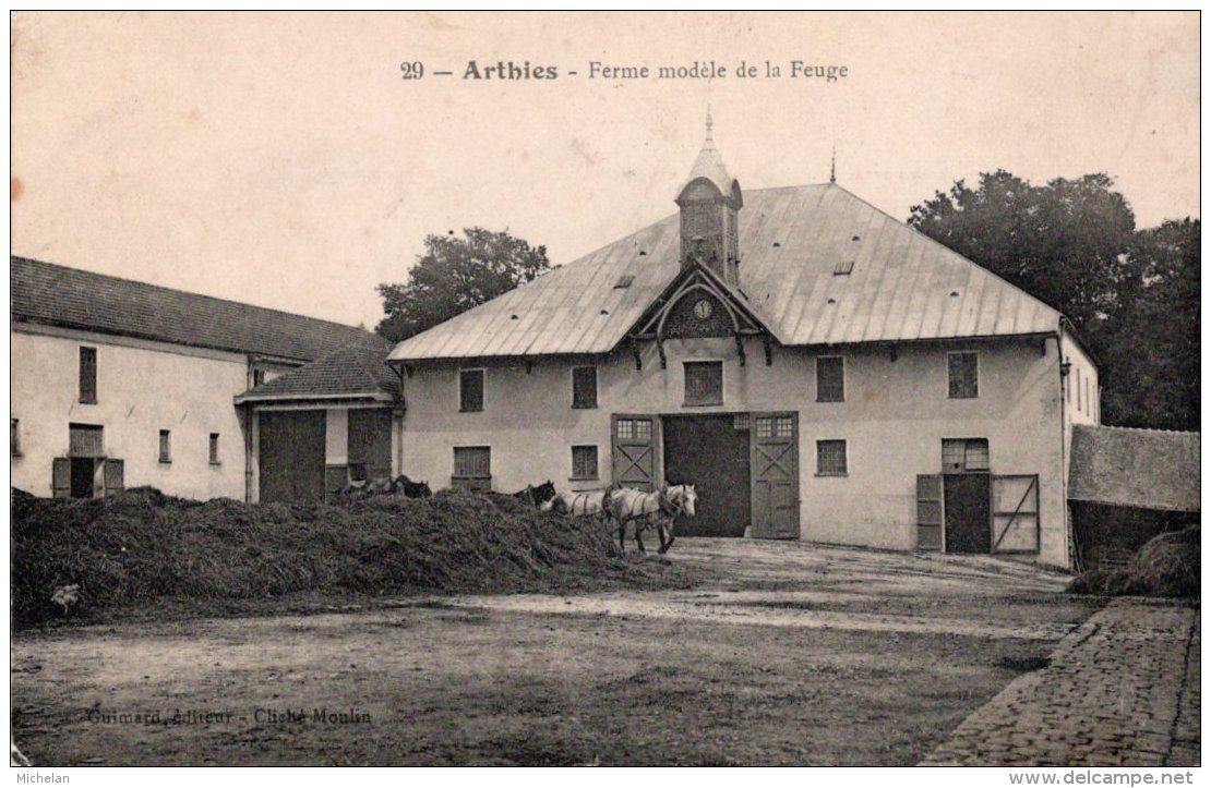 CPA  95   ARTHIES---FERME MODELE DE LA FEUGE---1913 - Arthies