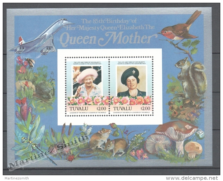 Tuvalu 1986 Yvert BF 12, 85th Ann. Queen Mother - Miniature Sheet -MNH - Tuvalu