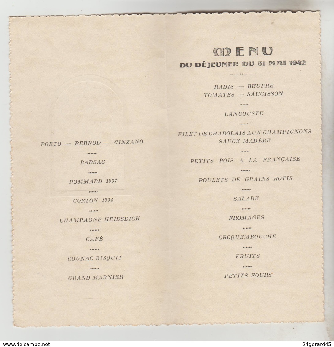 3 MENUS 3 DOUBLE FEUILLET 1959, 1942, 1947 - Menus