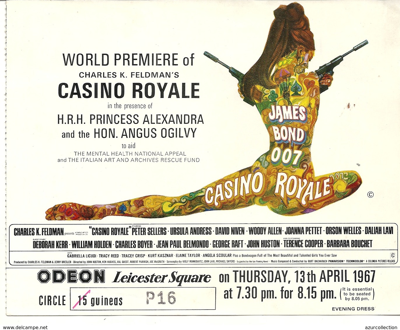 ENTREE PREMIERE FILM CASINO ROYALE . JAMES BOND 007 . ODEON LEICESTER SQUARE - Programs