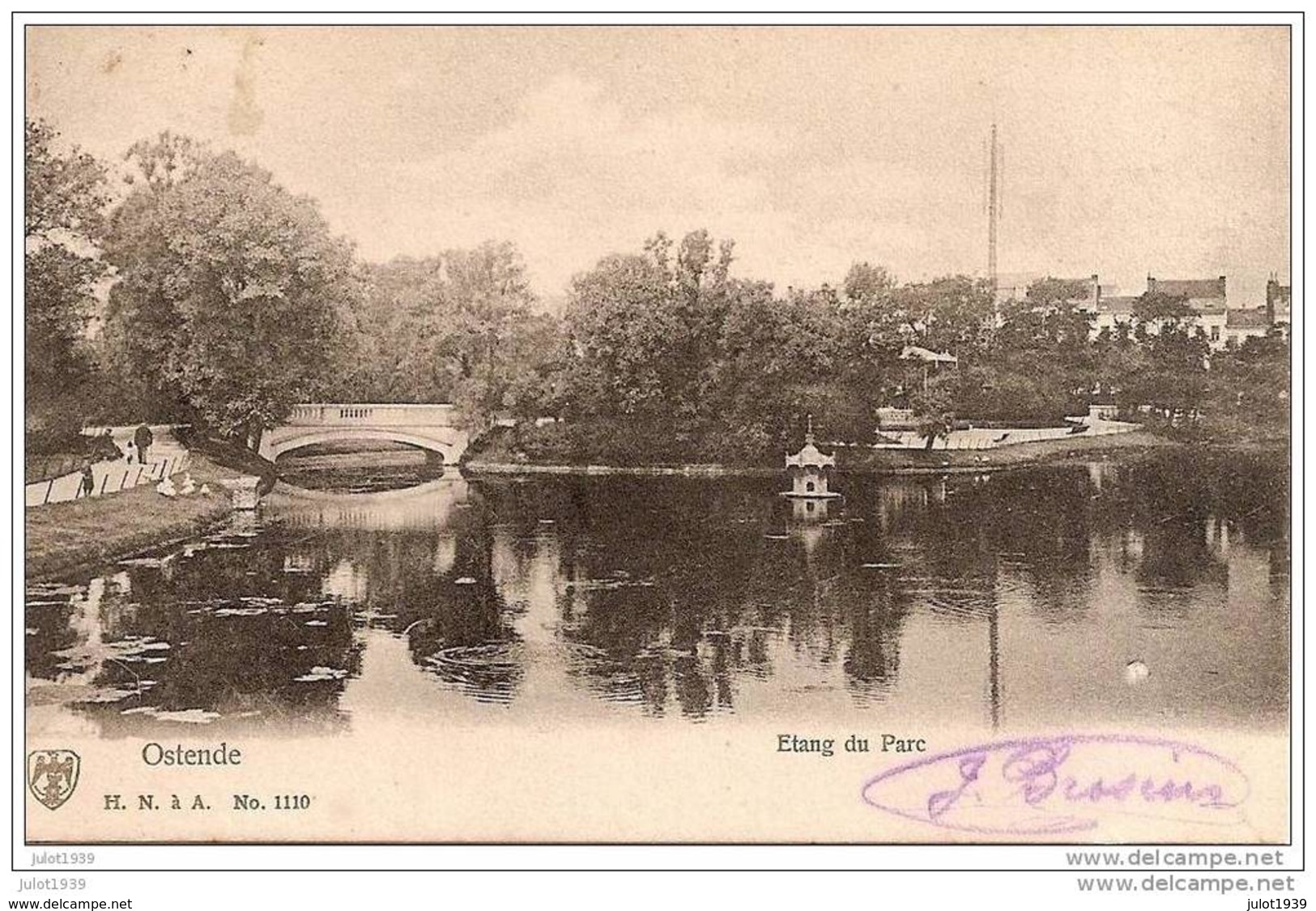 OSTENDE ..--  Etang Du Parc . 1905 Vers AUBANGE ( Melle Marie DELOGNE ) .  Voir Verso . - Oostende