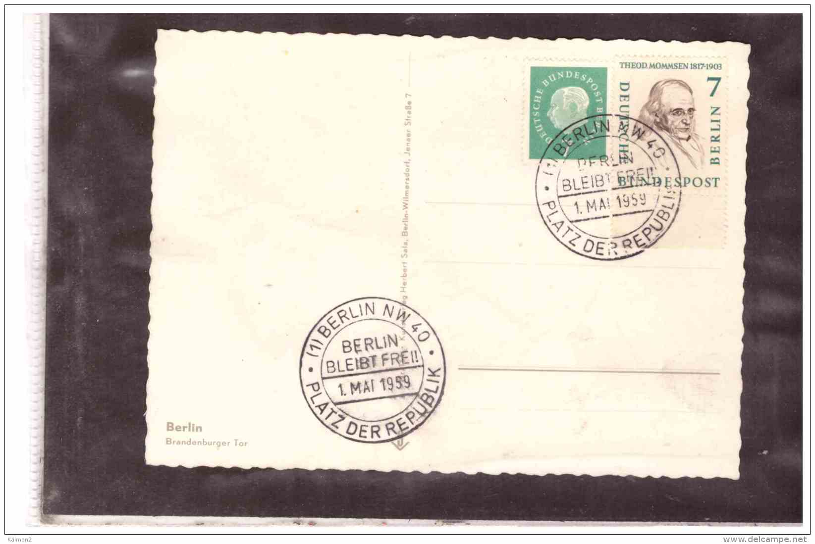 TEM4564   -    BERLIN  1.5.1959    /   CARD WITH INTERESTING POSTAGE - Storia Postale