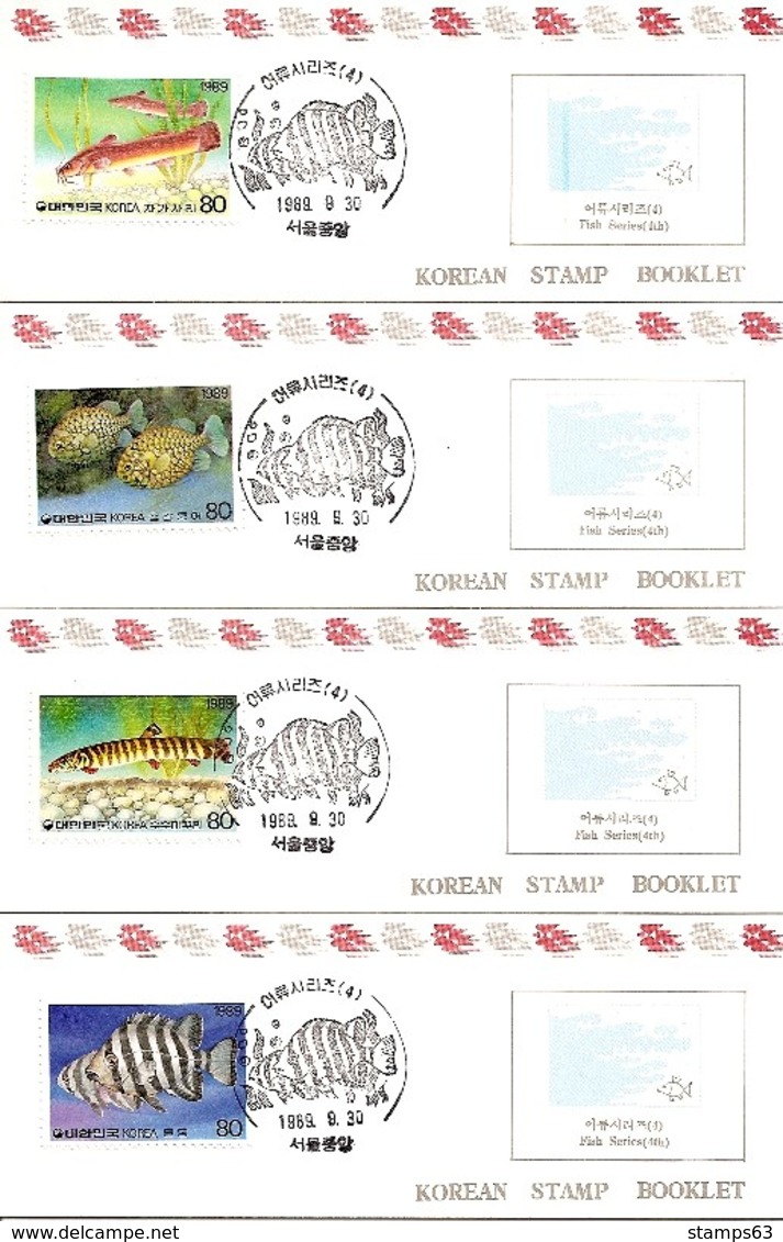 KOREA SOUTH, 1989, Booklet Philatelic Center 14/17, Fish - Corea Del Sud