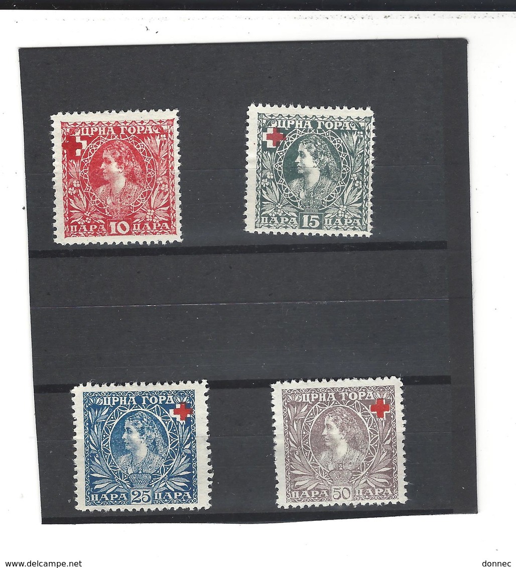 Montenegro 4 Timbres * Croix-Rouge Effigie De La Reine ( Non Répertorié Par Yvert Et Tellier ) (  1916 Mérignac ? ) - Montenegro