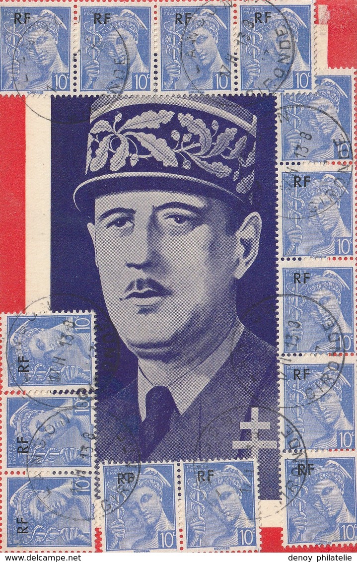 De Gaulle -Portrait Ayant Voyagé Uniquement Avec Des Types Mercures RRR - De Gaulle (General)