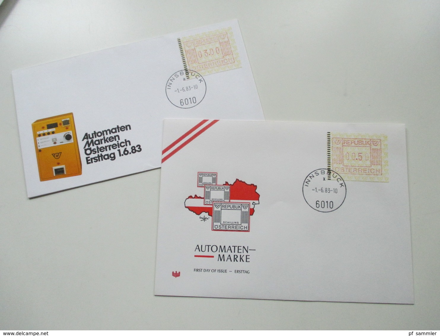 Österreich 1983 MK / FDC / Sonderstempel ATM Nr. 1. 42x FDC / verschiedene Stempel + 10x Nr. 1728 FDC verschiedene Stemp