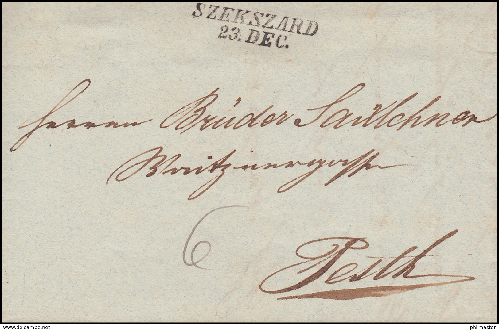 Ungarn Vorphilatelie Brief Klarer Zweizeiler SZEKSZARD 23.12.1845 Nach PESTH - ...-1867 Vorphilatelie