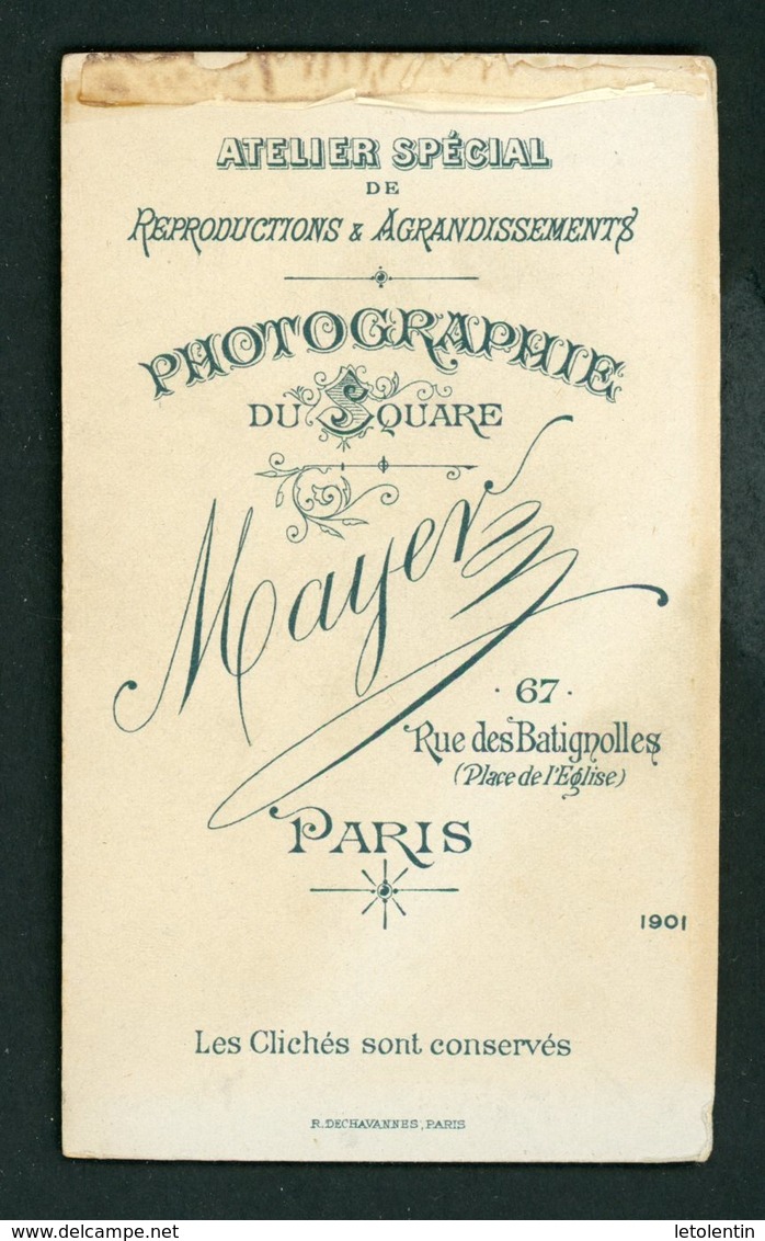 PHOTO "CDV" ORIGINALE (6X10) SUR CARTON -  UN MONSIEUR PAR MAYER "PHOTOGRAPHIE DU SQUARE" À PARIS - Anciennes (Av. 1900)