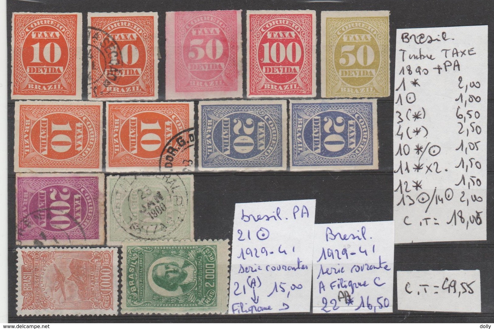 LOT DE TIMBRES DU BRESIL OBLITEREES / * / (*) NrVOIR SUR PAPIER AVEC TIMBRES  COTE 49.55€ - Unused Stamps