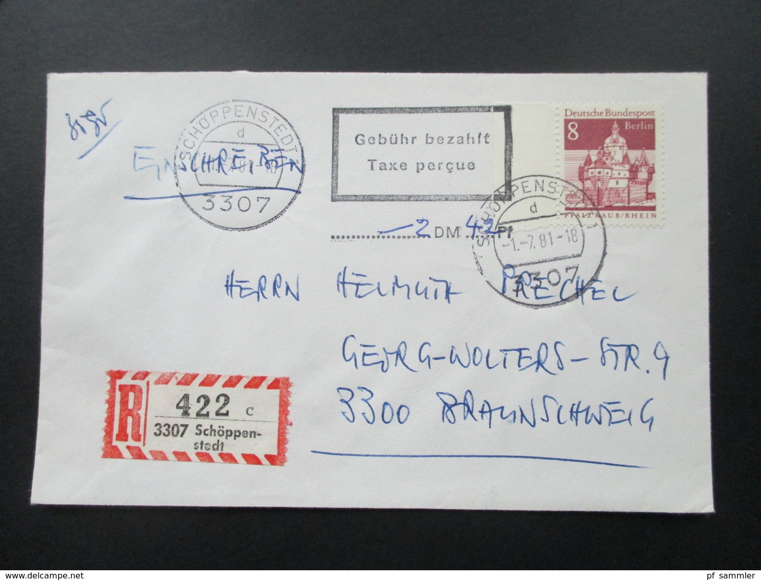 Berlin Freimarken 6 Belege Mit Stempel: Gebühr Bezahlt Taxe Percue Mit Handschrift. Eintrag. Verschiedene Stempelfarben! - Briefe U. Dokumente