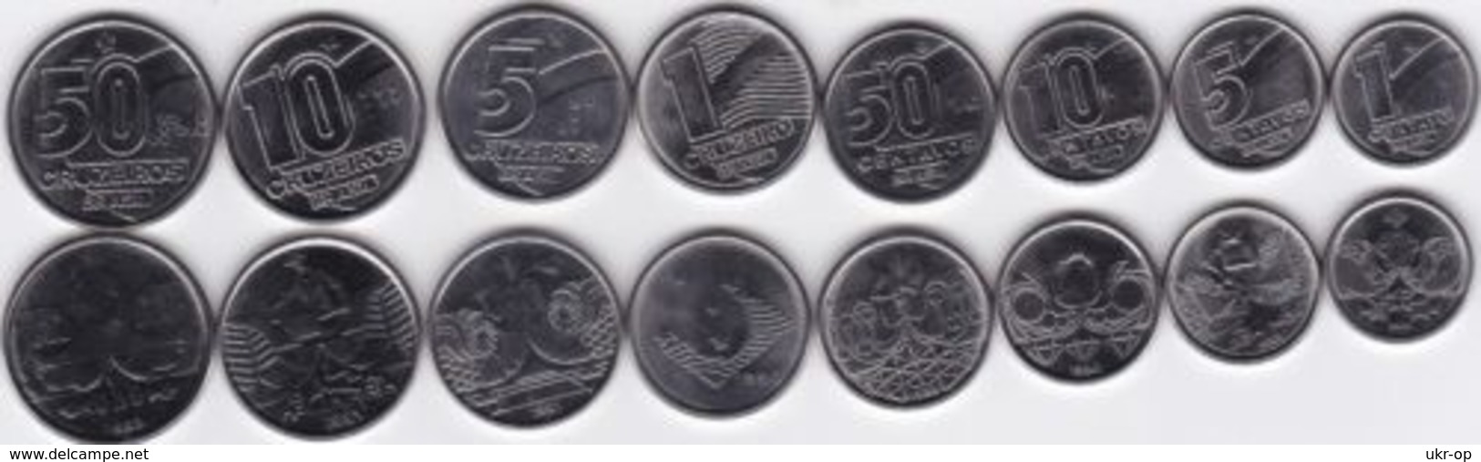 Brazil - 1 5 10 50 Centavos 1 5 10 50 Cruzeiros 1989 - 1992 UNC Set 8 Coins Ukr-OP - Brésil