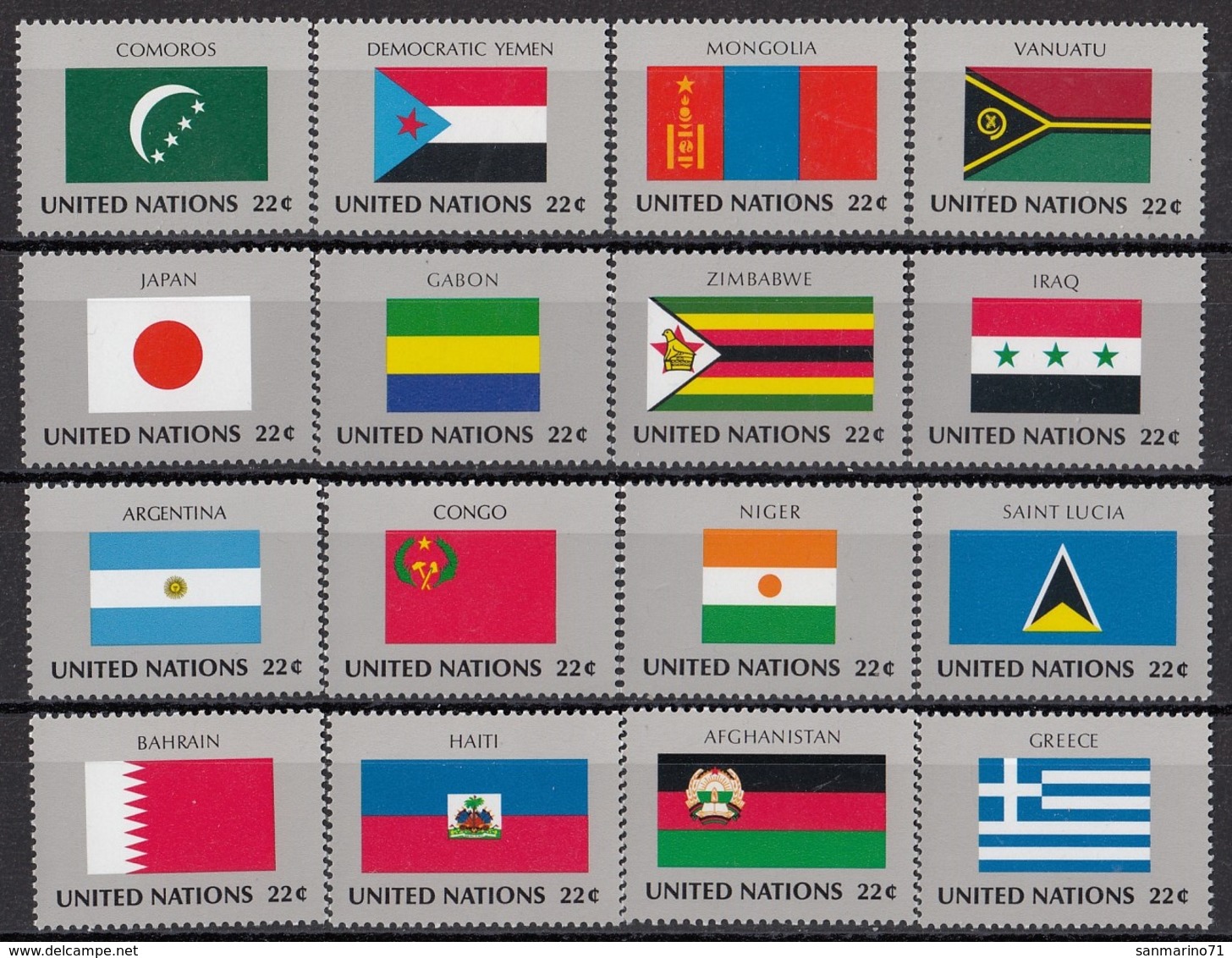 UNITED NATIONS New York 524-539,unused,flags - Ungebraucht