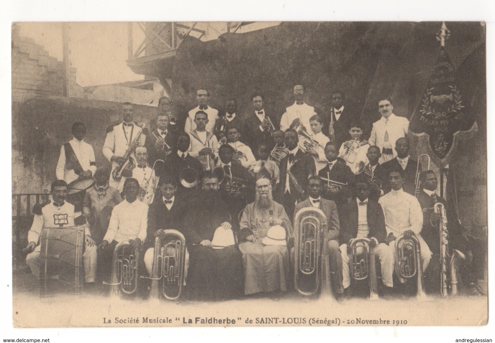 Cp La Société Musicale " La Faidherbe " De Saint-Louis ( Sénégal )- 20 Novembre 1910 - Sénégal