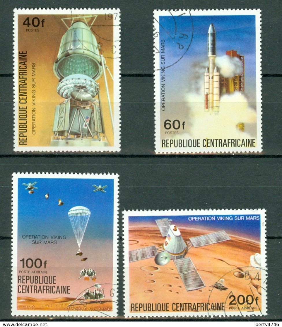 Centrafrique 1976 Yv 265/66 + PA 153/54 Obl. Opération Viking Sur Mars - Centrafricaine (République)