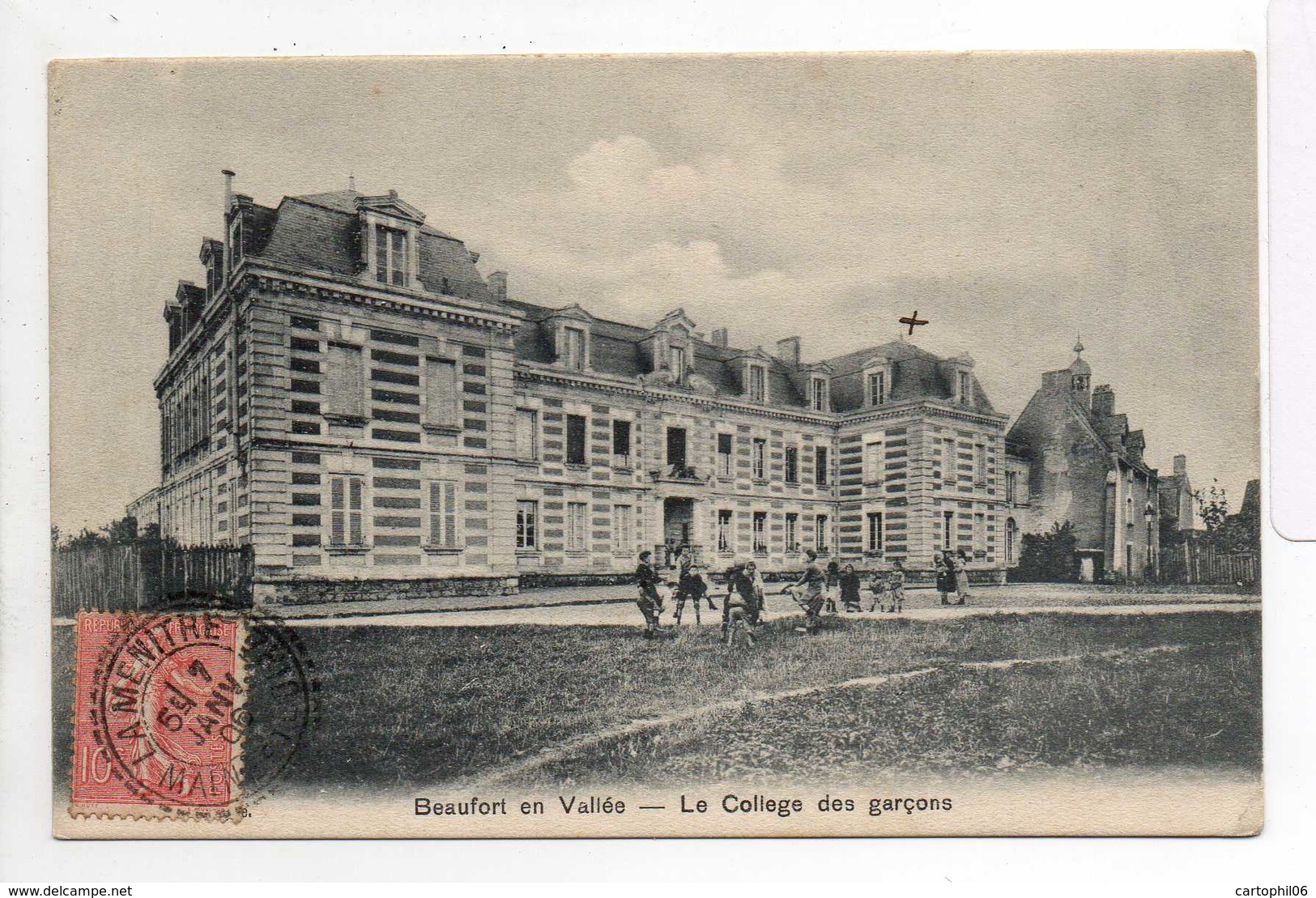 - CPA BEAUFORT-EN-VALLEE (49) - Le Collège Des Garçons 1906 - Photo A. Breger - - Autres & Non Classés