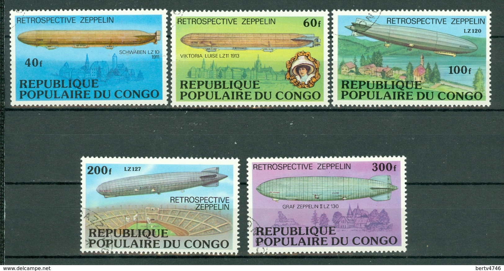 Congo 1977 Yv 458/462 Obl./used Rétrospective Zeppelin - Oblitérés