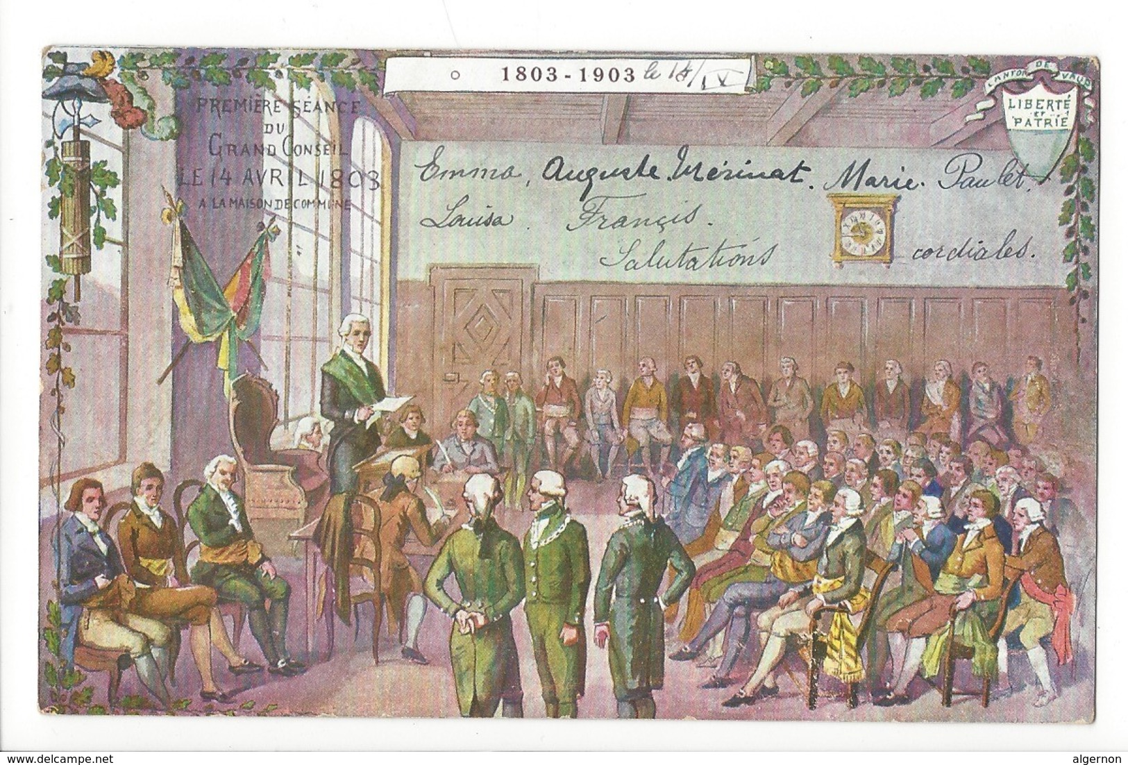 19850 - Souvenir Du Centenaire Vaudois 1903 Première Séance Du Grand Conseil - Premier