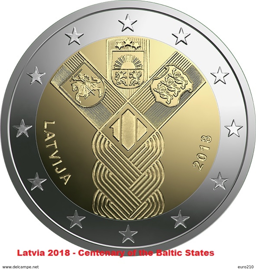 LETTLAND 2 Euro 2018 Baltischen Staaten - Aus Rolle - Sofort Lieferbar - Latvia