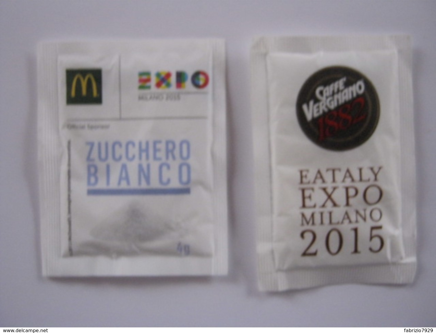 SUGAR FULL BUSTINA ZUCCHERO PIENA - ITALIA 2 Pz. EXPO 2015 CAFFE VERGNANO TORINO + MC DONALDS - Zucchero (bustine)