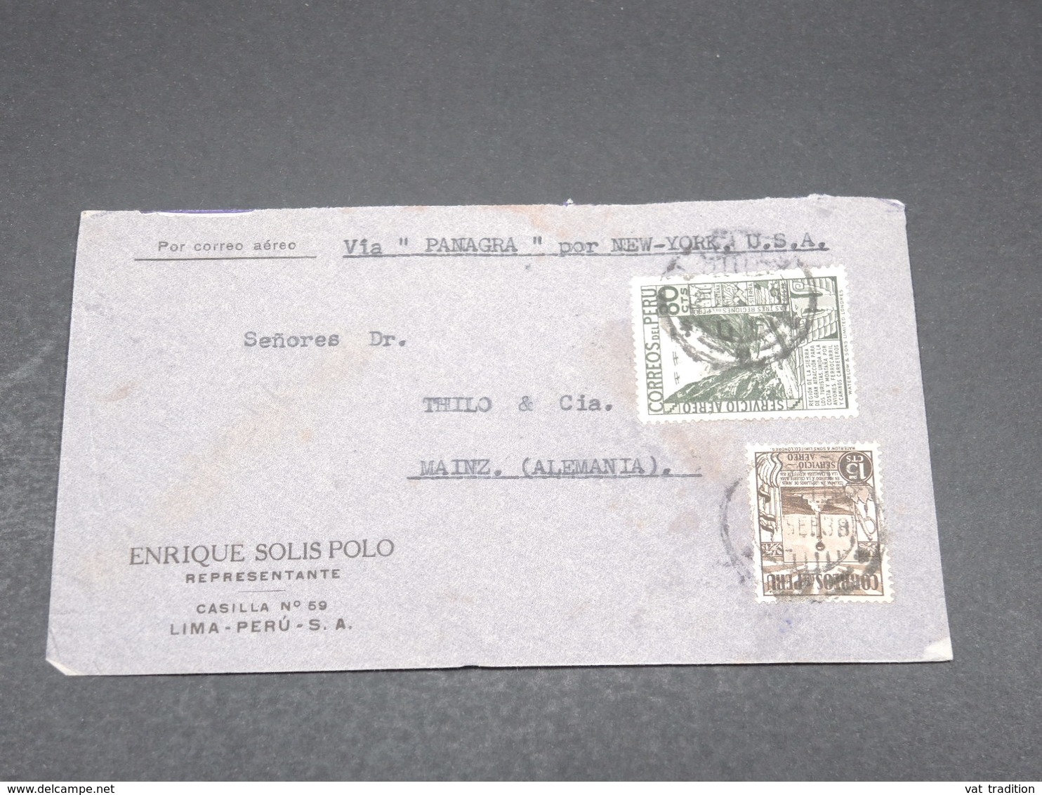 PEROU - Enveloppe Commerciale De Lima Pour L 'Allemagne En 1938 - L 17279 - Pérou