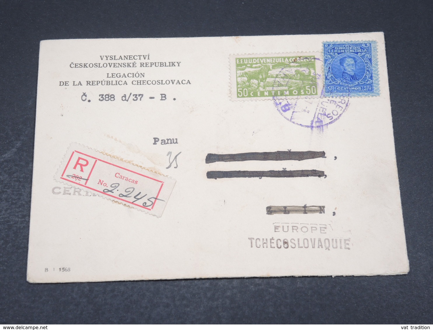 VENEZUELA - Enveloppe En Recommandé De La Légation Tchécoslovaque De Caracas Pour La Tchécoslovaquie - L 17290 - Venezuela