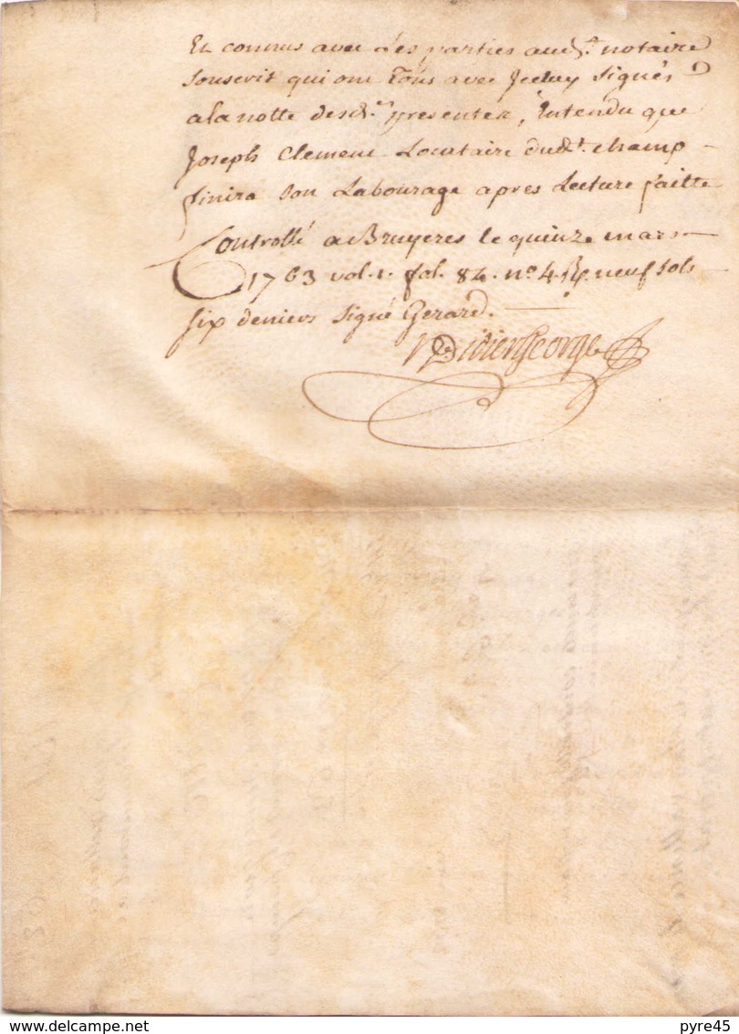 ACTE NOTARIE SUR PEAU DE 1763 DE LORRAINE ET BAR - Manuscripts