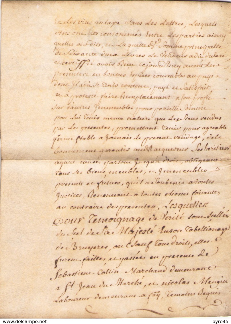 ACTE NOTARIE SUR PEAU DE 1763 DE LORRAINE ET BAR - Manuscripts