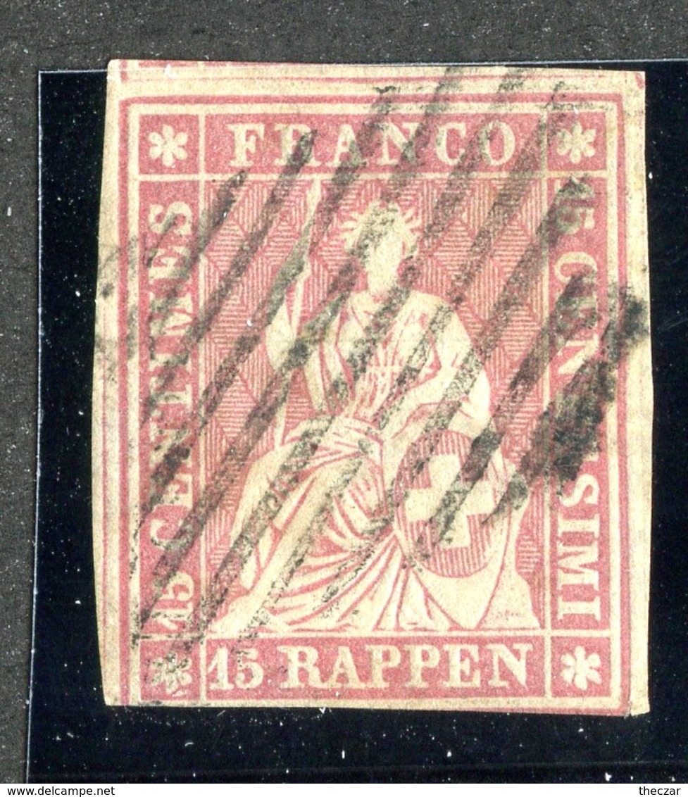 W6751  Swiss 1854-55  Scott #17 (o) SCV $175. 3 1/2 Margins  CDS - Offers Welcome - Used Stamps