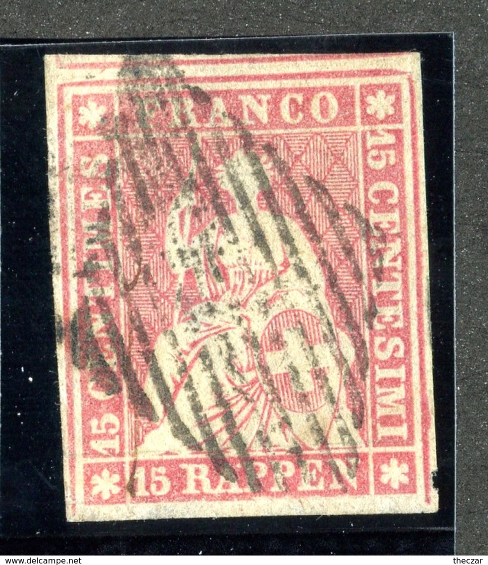 W6753  Swiss 1854-55  Scott #17 (o) SCV $175. 4 Margins  CDS - Offers Welcome - Used Stamps