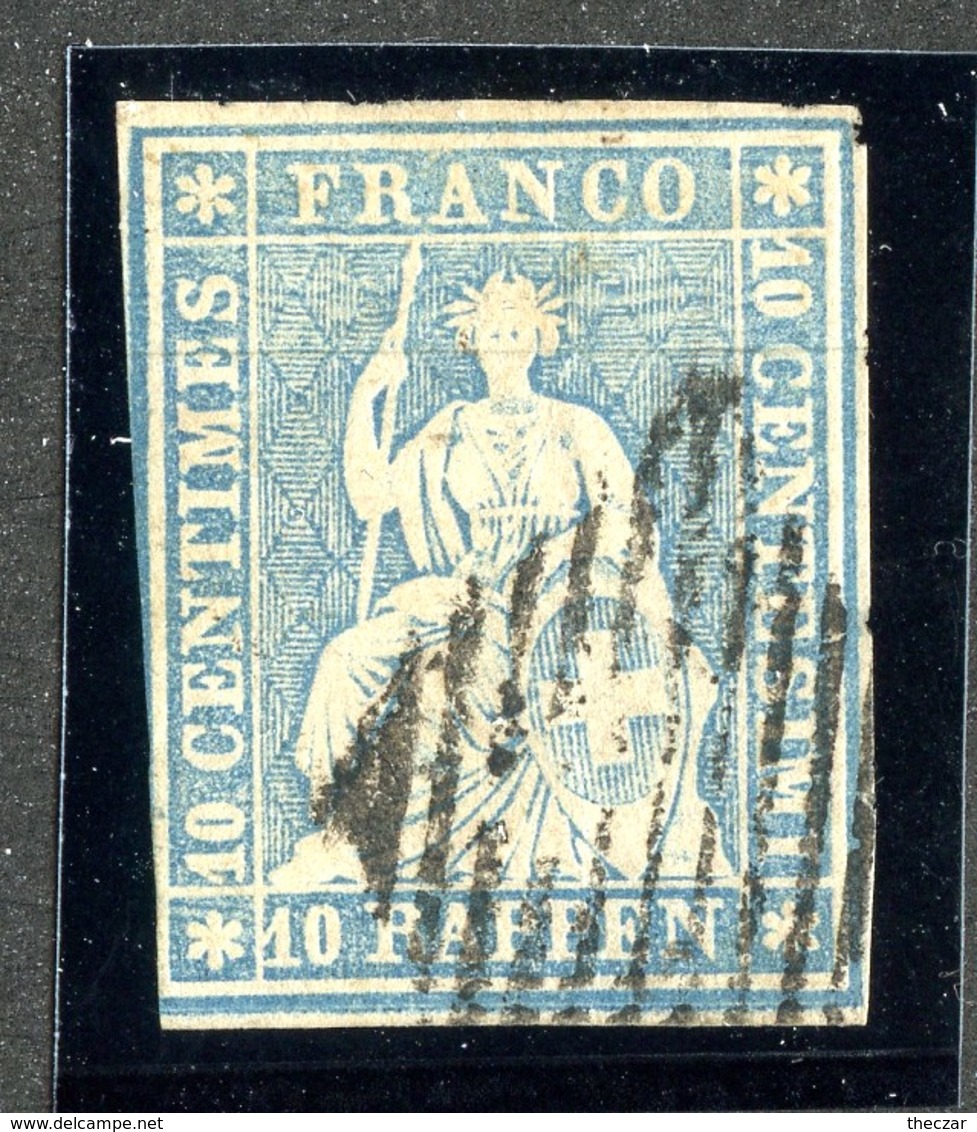 W6758  Swiss 1854  Scott #21 (o) SCV $125. Almost 4 Margins  CDS - Offers Welcome - Used Stamps