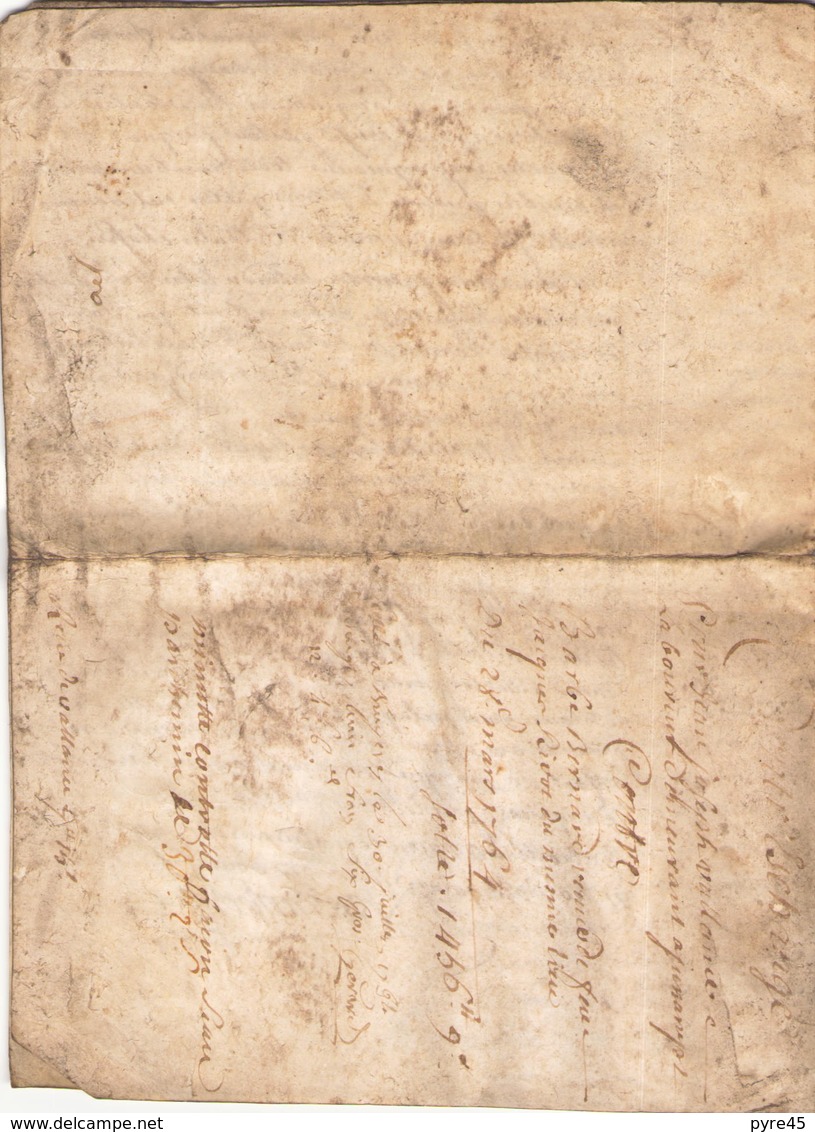 ACTE NOTARIE SUR PEAU DE 1764 DE LORRAINE ET BAR - Manuscripts